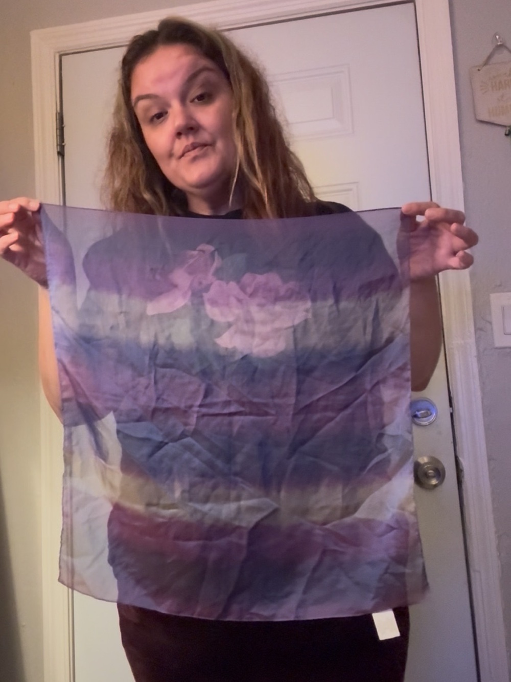 Accessory Street Silk Blend Scarf Made in Italy Purple Blue Sheer